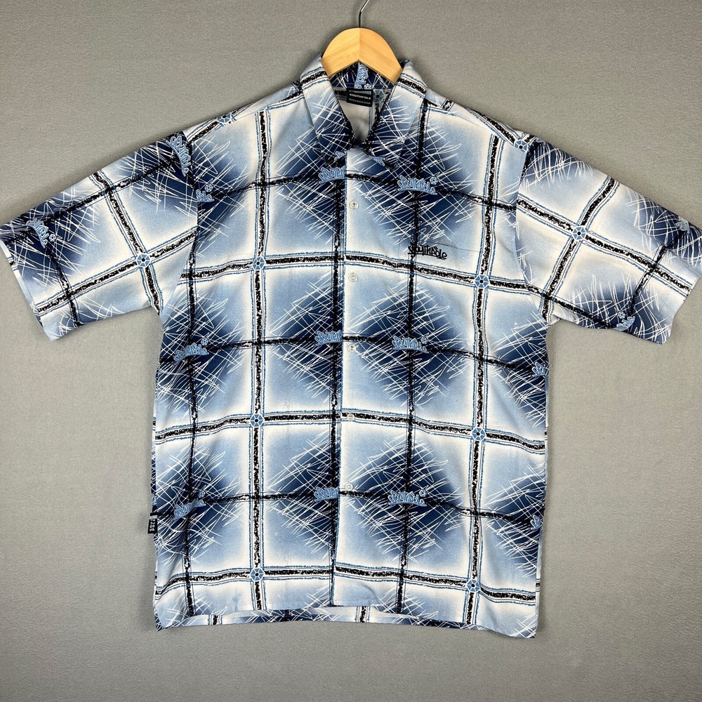Y2K Southpole Button Down Shirt Mens Large Baggy AOP Short‎ Sleeve 2000s Hip Hop